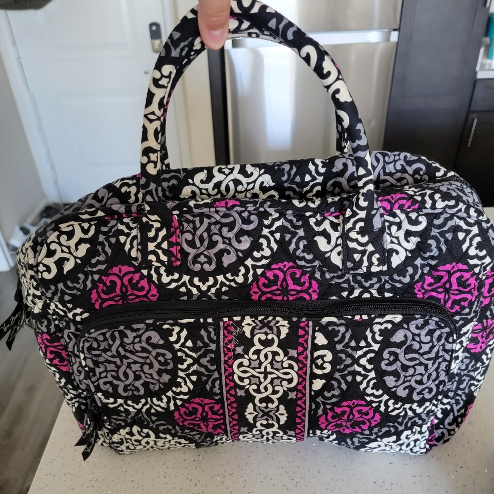 Vera Bradley Black White Pink Quilted Patterned Travel Bag